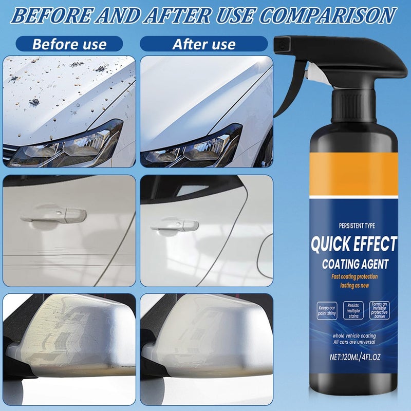 KEBEGE 2Pcs Advanced Quick Effect Coating Agent,Car Coating Spray, 2025 New Car Paint Protection，Car Scratch Wax Polish Spray Waterless Wash，Multi-Purpose Oil Film Emulsion Glass Cleaner - Image 2